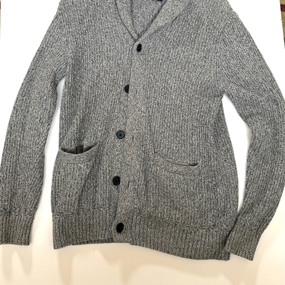 H&M Men's Regular Fit Gray 100% Cotton Button Cardigan Sweater Size‎ Large
